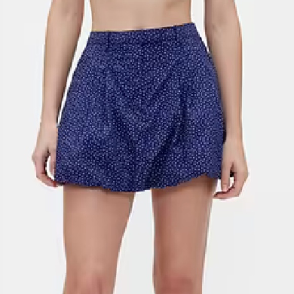 [2 SKIRT BUNDLE] GapStudio Beige & Blue PolkaDot Bubble Mini Skort - Size 0 - Picture 1 of 8